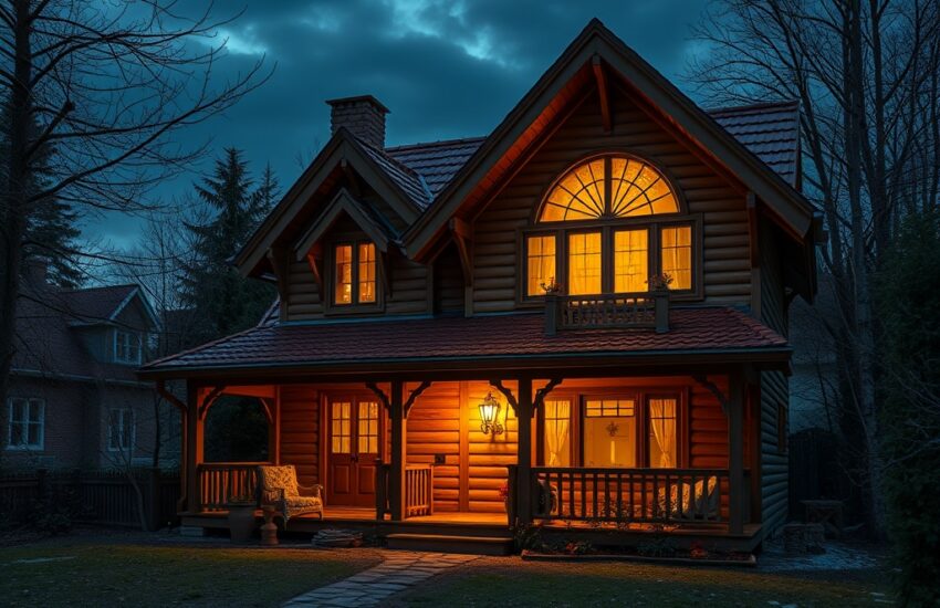 std36.ru | Фасадная подсветка деревянного дома