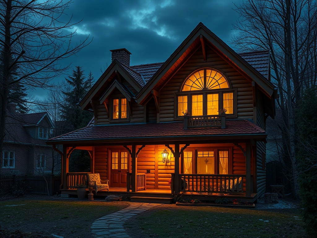 std36.ru | Фасадная подсветка деревянного дома